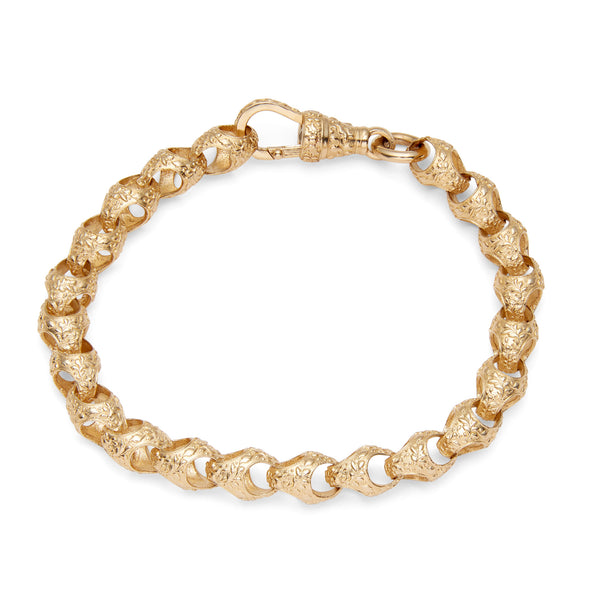 9ct solid gold acorn link bracelet