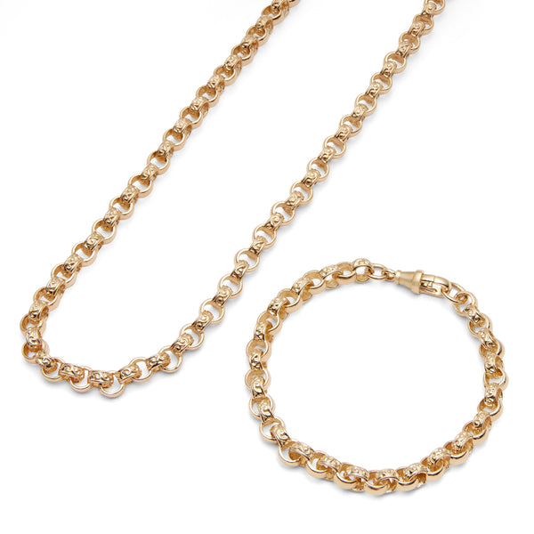 9ct solid gold baby belcher necklace and bracelet set