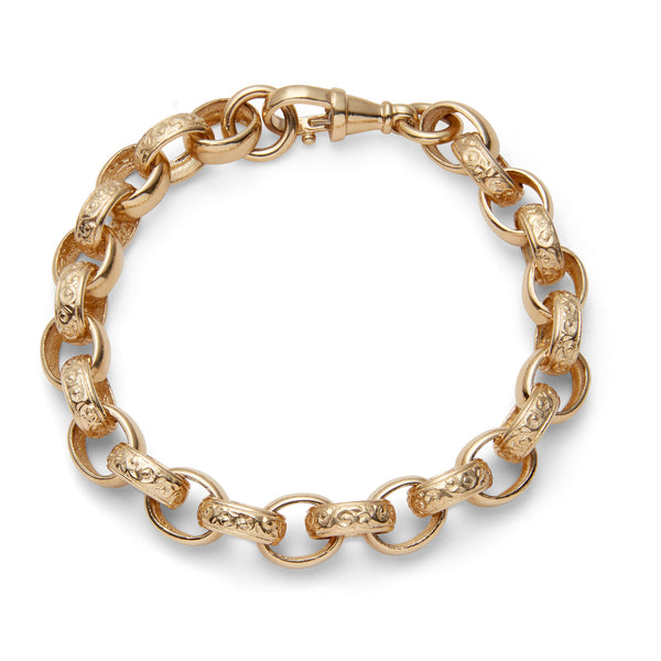 9ct solid gold oval belcher bracelet