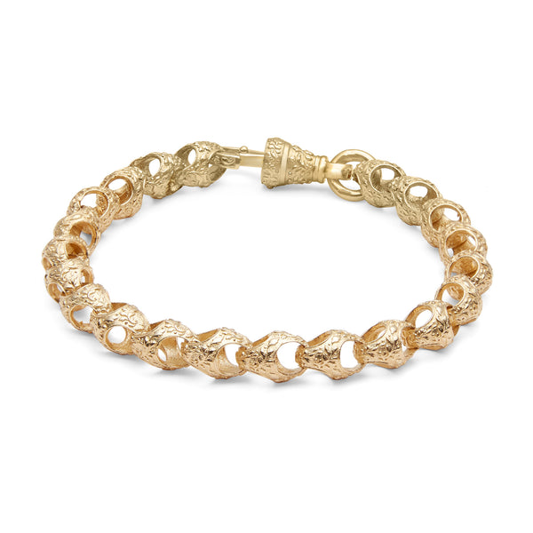 9ct solid gold acorn link bracelet