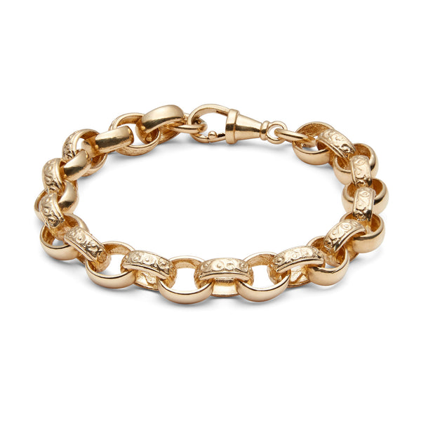 9ct solid gold oval belcher bracelet