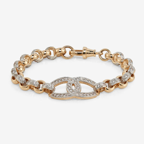 9ct solid gold double C stone set belcher bracelet