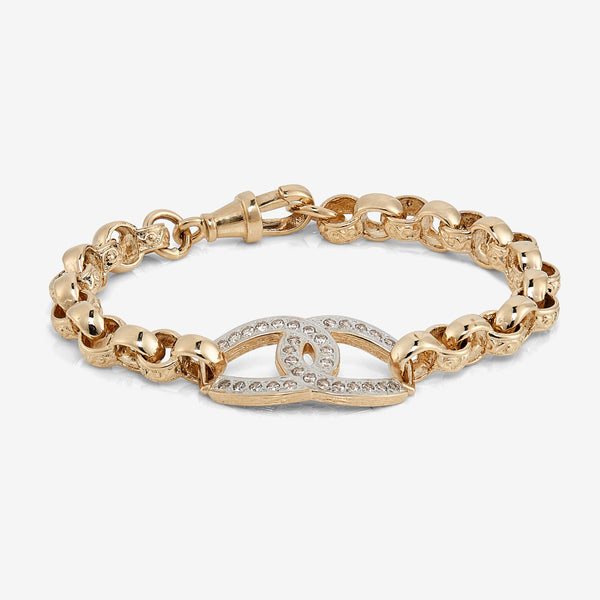 Plain 9ct solid gold double C belcher bracelet