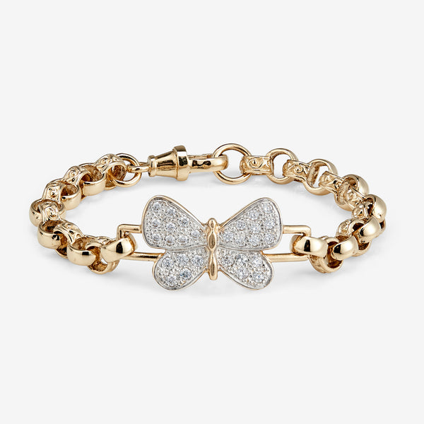Plain 9ct solid gold butterfly belcher bracelet