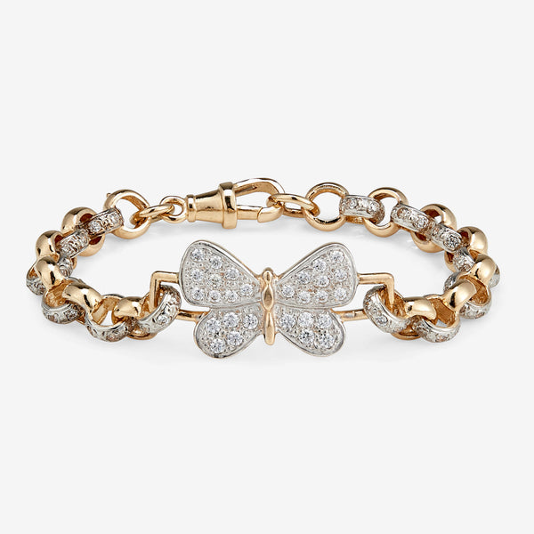 9ct Stone set butterfly belcher bracelet