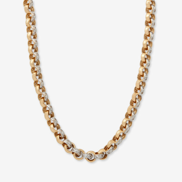 9ct Solid gold stone set belcher necklace